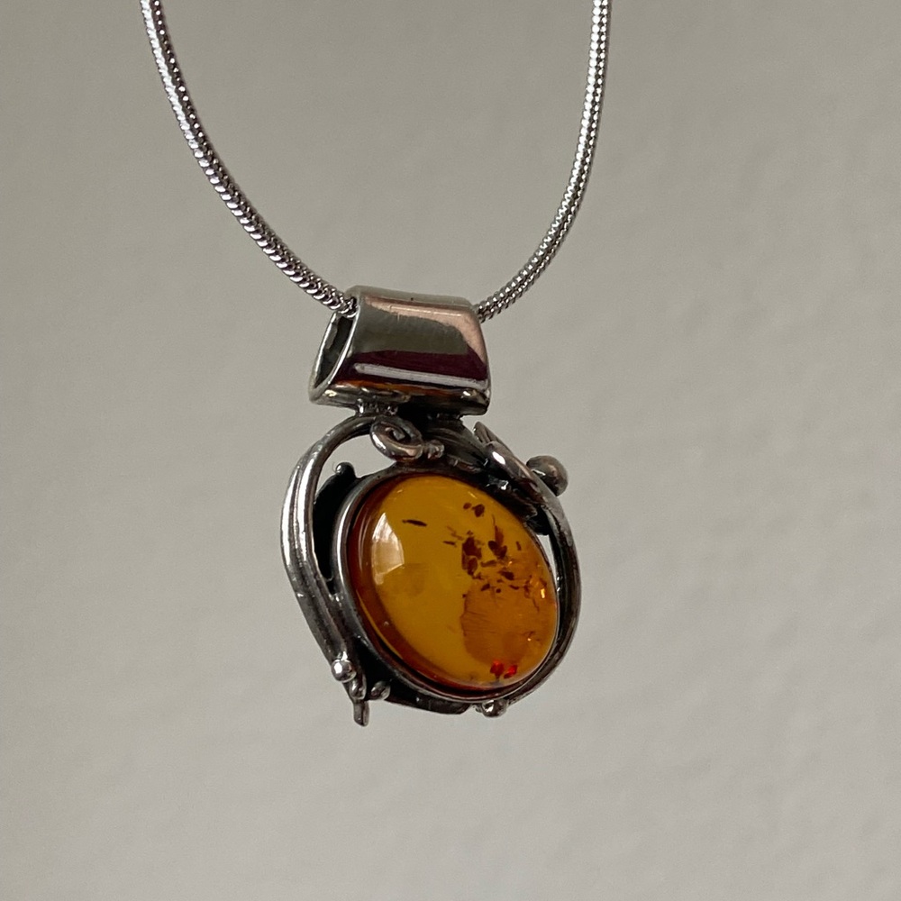 Amber pendant 925 Sterling silver